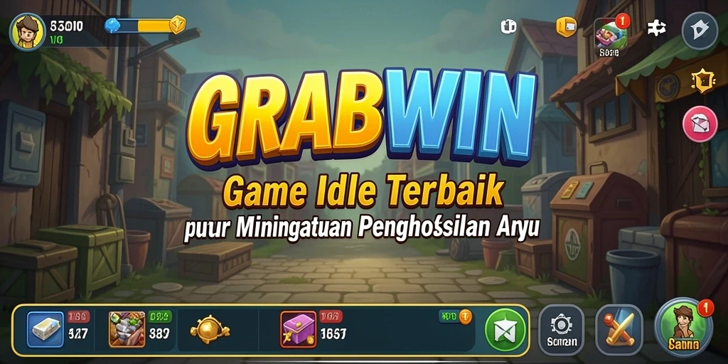 Screenshot gameplay GRABWIN menunjukkan antarmuka Idle yang menarik dan mengasyikkan.