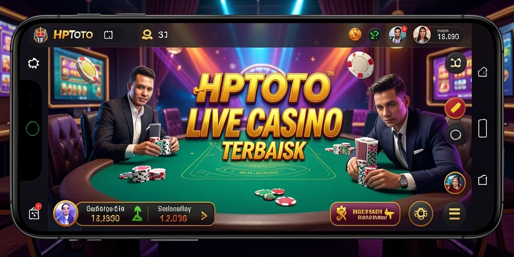 Tampilan gameplay HPTOTO dengan dealer dan taruhan nyata di Live Casino.