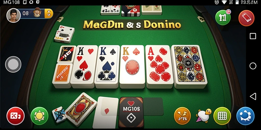 Screenshot MG108 yang menunjukkan gameplay Domino yang seru.