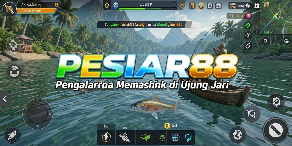 Tampilan gameplay PESIAR88 dengan beragam ikan dan lokasi memancing.
