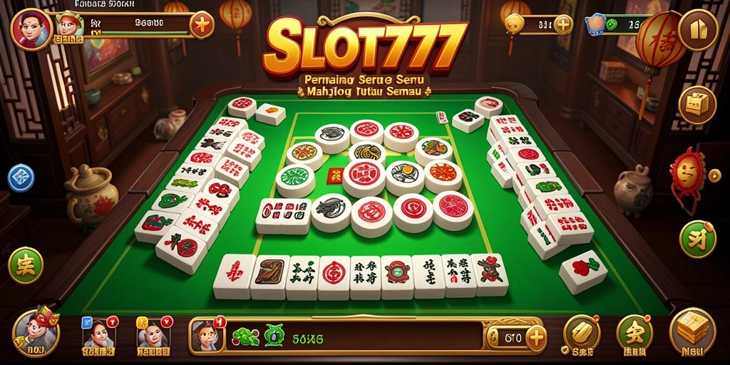 Screenshot gameplay SLOT777 menampilkan aksi Mahjong yang seru.