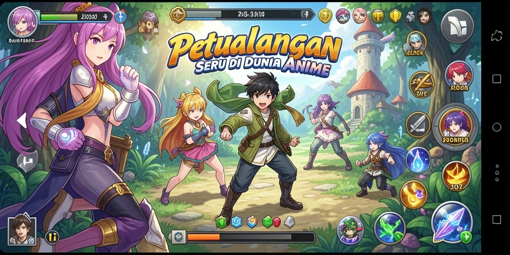 Screenshot dari gameplay V07 menunjukkan pertarungan karakter anime yang seru.