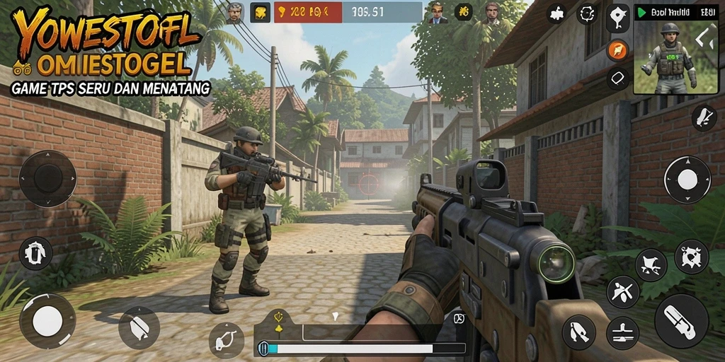 Tampilan gameplay seru YOWESTOGEL dengan aksi tembak-menembak.